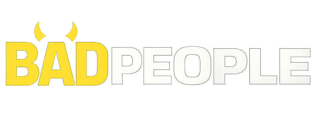 Bad People horizontal wordmark with devil horns above the A